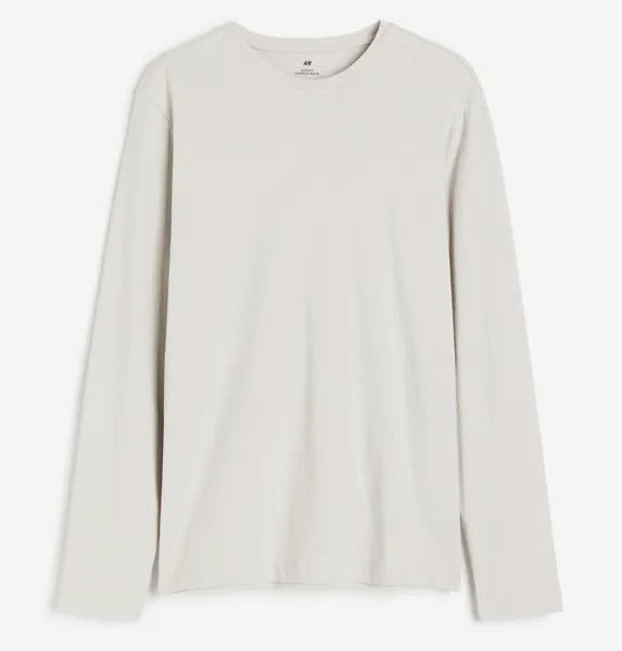 Лонгслив H&M Slim Fit Jersey, светло-серый
