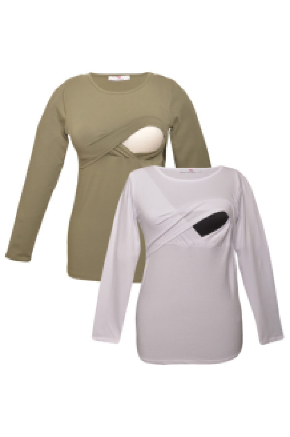 Лонгслив для беременных женский Luvmabelly 58950 хаки XL (доставка из-за рубежа)
