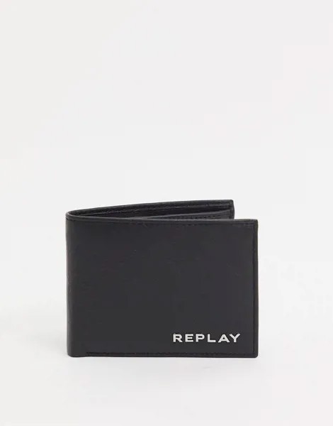 Черный кожаный бумажник Replay
