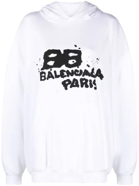 Balenciaga худи с принтом граффити, белый