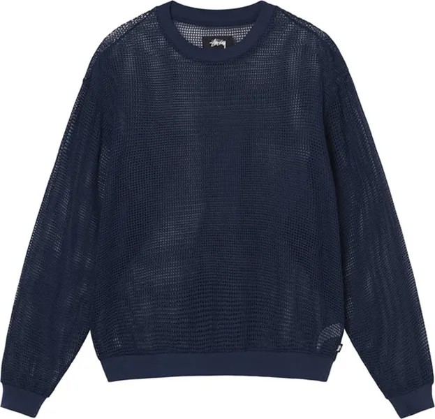 Лонгслив Stussy Cotton Mesh Long-Sleeve Crew 'Navy', синий