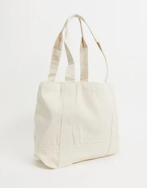 Плотная сумка-тоут цвета экрю в стиле oversized из органического хлопка ASOS DESIGN-Светло-бежевый цвет