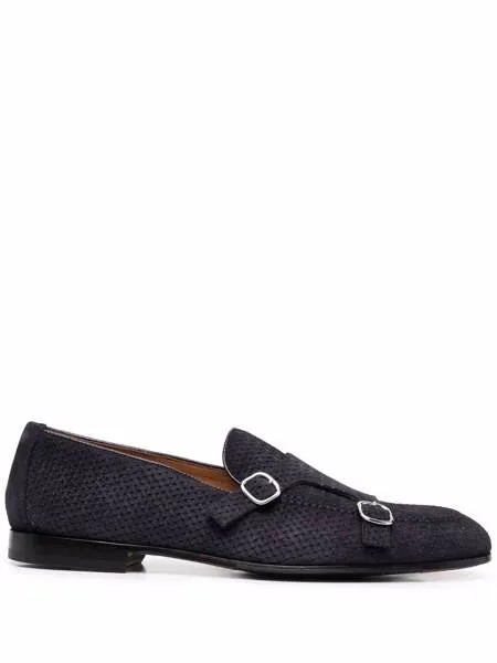 Doucal's double-buckle suede monk shoes