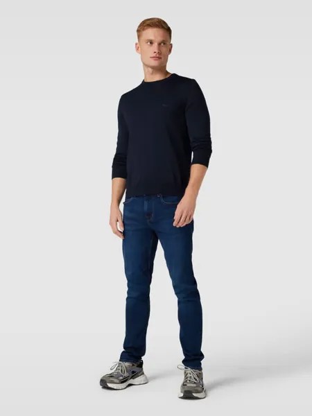 Вязаный свитер с пришивкой этикетки, модель «Нот» BOSS, темно-синий