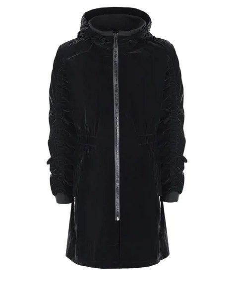 Черное пальто с капюшоном Karl Lagerfeld kids детское