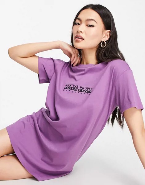 Фиолетовое платье-футболка свободного кроя Napapijri-Фиолетовый цвет
