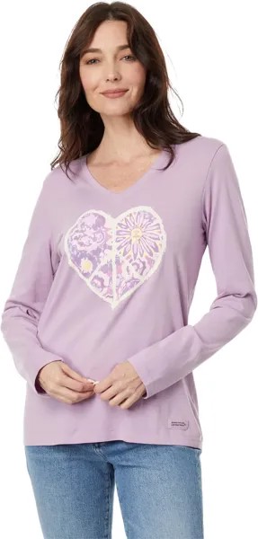 Пуловер Life is Good Peace in Heart Long Sleeve CrusherVee, цвет Violet Purple