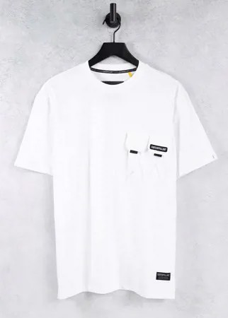 Белая футболка с двойным карманом и логотипом Caterpillar-Белый