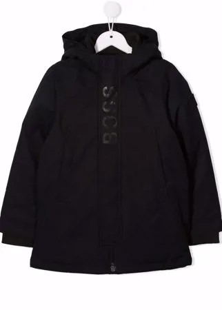 BOSS Kidswear пуховик с капюшоном и логотипом