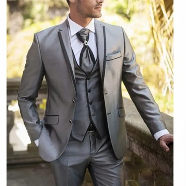 2022 индивидуальный пошив, серебряные мужские смокинги для жениха и жениха, мужские костюмы, смокинги для выпускного, свадьбы (пиджак + брюки + ...