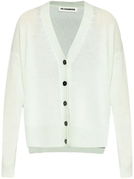 Jil Sander кашемировый кардиган с открытыми плечами, зеленый