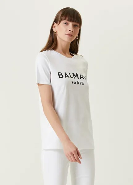 Белая футболка с логотипом Balmain