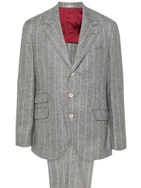 Brunello Cucinelli костюм в мелкую точку с однобортным пиджаком, серый