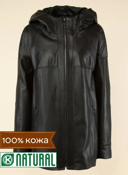 Кожаная куртка женская Каляев 52510 черная 54 RU