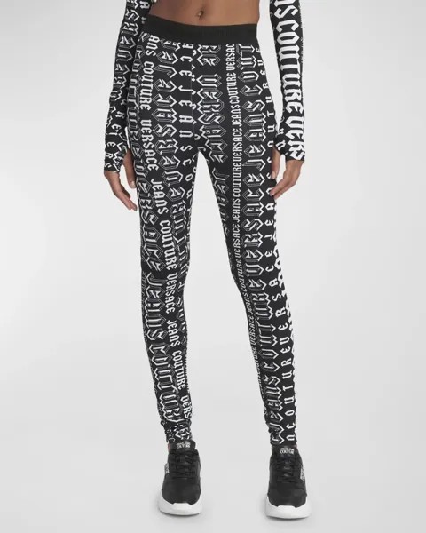 Леггинсы с логотипом Versace Jeans Couture, цвет Blackwhite