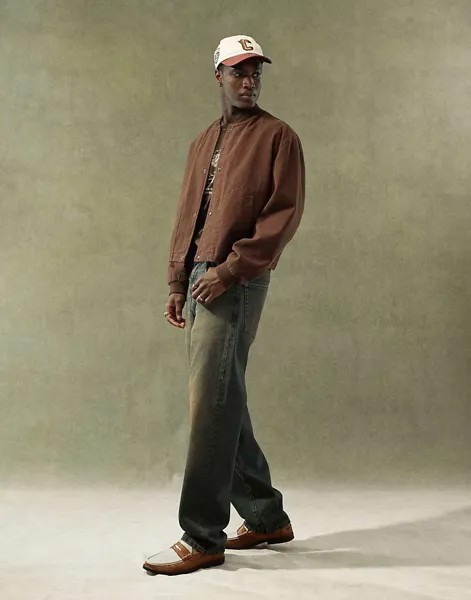 ASOS DESIGN – коричневый укороченный бомбер оверсайз