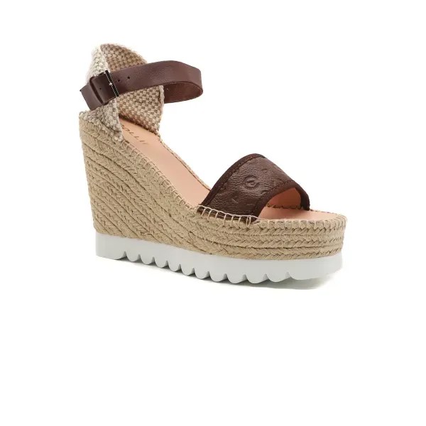 Кожаные туфли на танкетке Pollini, коричневый