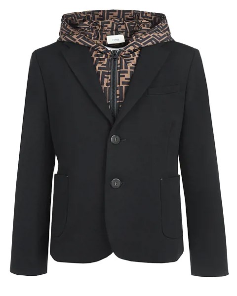 Черный пиджак с капюшоном Fendi