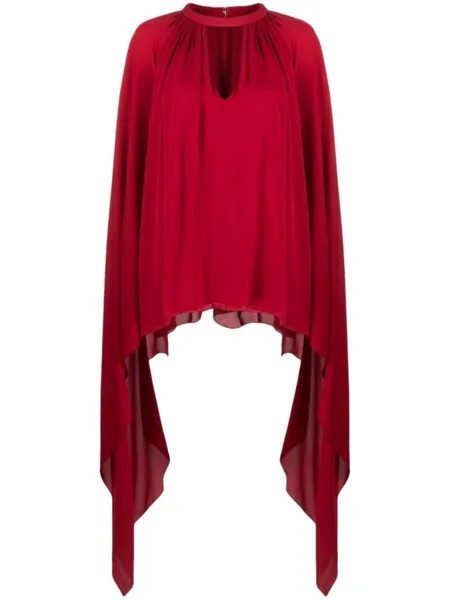 Шелковая блузка со сборками Elie Saab, красный