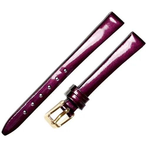 Ремешок 1003-02 (слива) ЛАК Сливовый фиолетовый кожаный ремень 10 мм лаковый для часов наручных из натуральной кожи гладкий