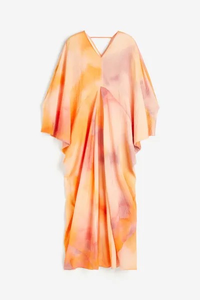 Платье H&M Patterned Kaftan, персиковый/розовый