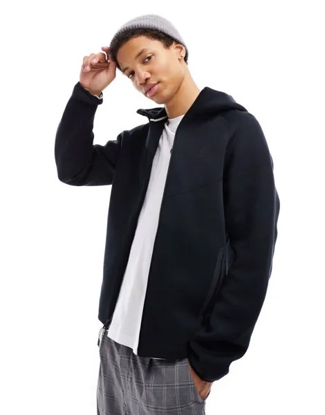 Черная худи с молнией во всю длину Nike Tech Fleece