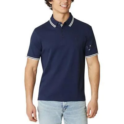 DKNY Мужская темно-синяя рубашка-поло с контрастной отделкой и короткими рукавами L BHFO 3523