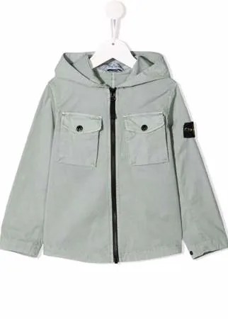 Stone Island Junior легкая куртка на молнии с нашивкой-логотипом