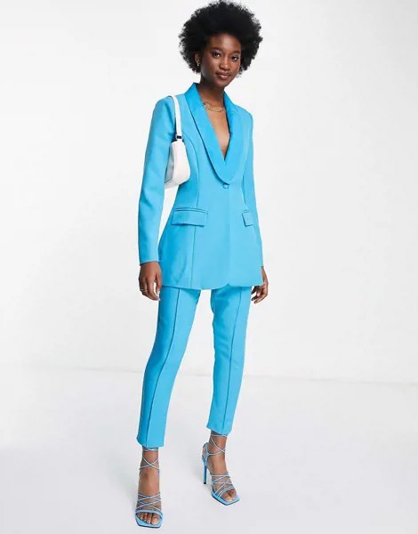 Голубые суженные книзу брюки до щиколотки от комплекта In The Style x Lorna Luxe-Голубой