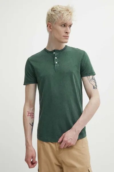 Хлопковая футболка Superdry, зеленый