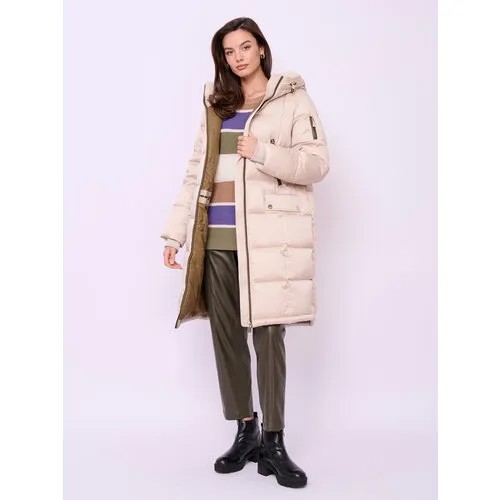 Куртка  Franco Vello, демисезон/зима, средней длины, ветрозащитная, карманы, ультралегкая, утепленная, стеганая, размер 48, бежевый