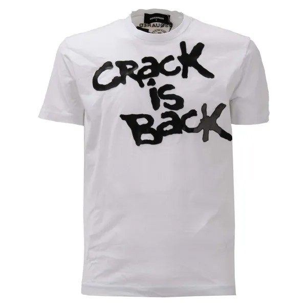 DSQUARED2 Хлопковая футболка Crack is Back Logo Искусственная кожа Черный Белый 12422