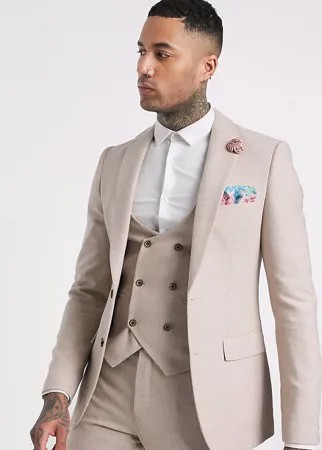 Твидовый пиджак узкого кроя Harry Brown Tall wedding-Бежевый