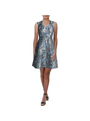 AIDAN MATTOX Женское голубое коктейльное платье без рукавов с короткими рукавами + расклешенное платье 8