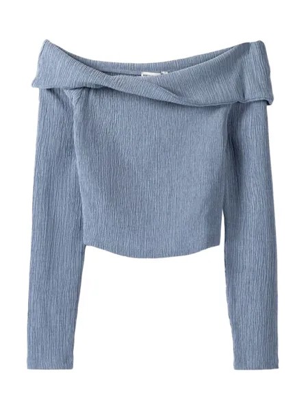 Лонгслив Bershka, пыльный синий