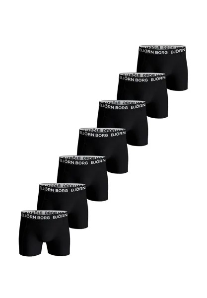 Мужские шорты-боксеры Essential Boxer, 7 шт., хлопок стрейч, пояс с логотипом BJÖRN BORG, черный