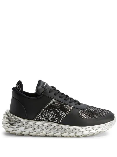 Giuseppe Zanotti кроссовки Urchin с тиснением под кожу змеи, черный