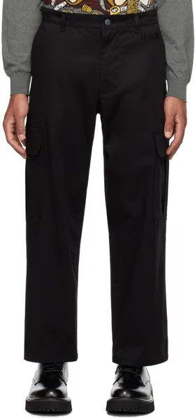 Moschino Черные брюки карго с вышивкой