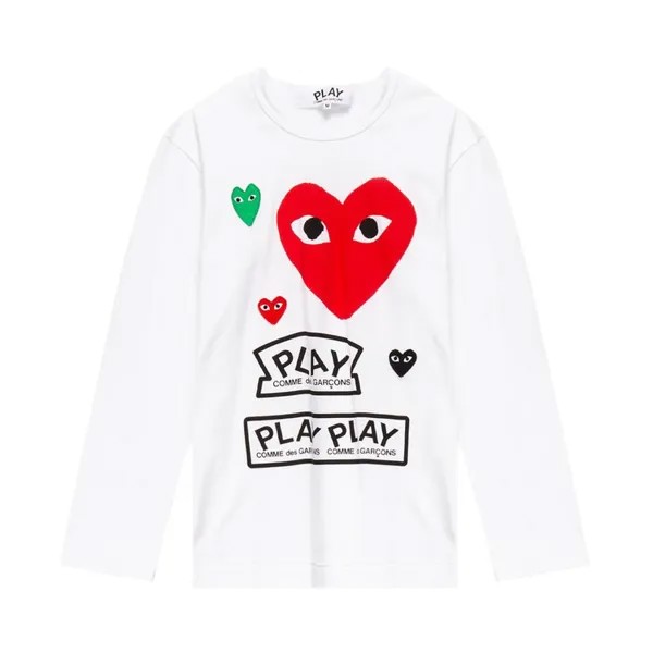 Лонгслив Comme des Garçons PLAY Miscellaneous Logo Long-Sleeve Tee 'White/Red', белый