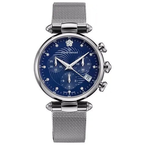 Наручные часы Claude Bernard 10216-3BUIFN2 женские, кварцевые, хронограф, секундомер, водонепроницаемые, серебряный