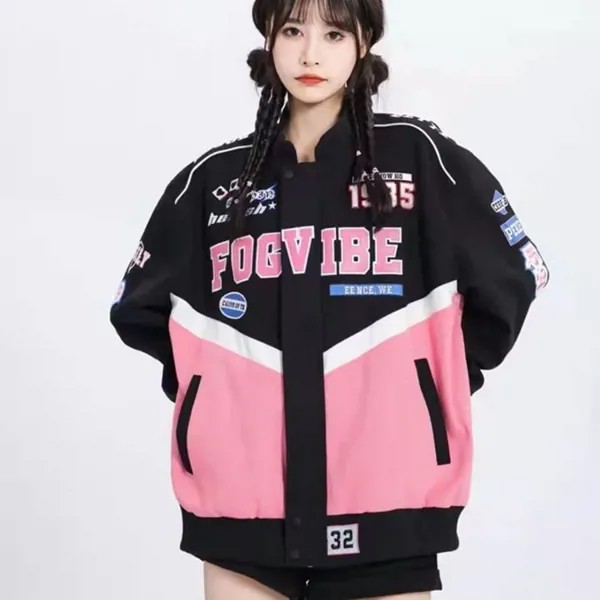 2022 розовая Милая крутая функциональная ветровка Женский гоночный костюм куртка Guo Chao парный жареный аркадный автомобиль американский костюм
