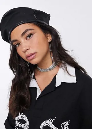 Черный берет в стиле 90-х ASOS DESIGN