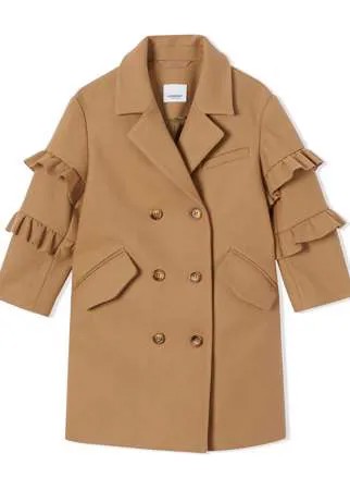 Burberry Kids пальто строгого кроя с оборками на рукавах