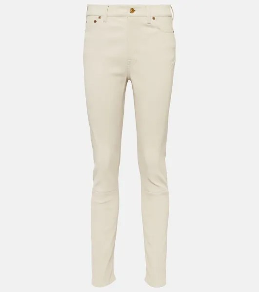 Кожаные брюки скинни с высокой посадкой Polo Ralph Lauren, белый