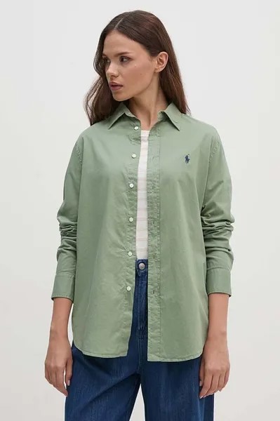 Хлопковая рубашка Polo Ralph Lauren, зеленый