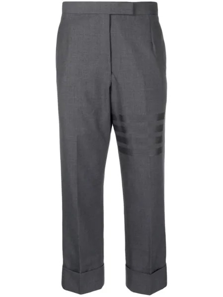 Thom Browne укороченные брюки из шерсти с полосками 4-Bar, серый