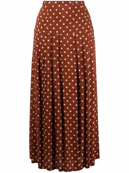 Rixo Nancy polka dot-print pleated skirt