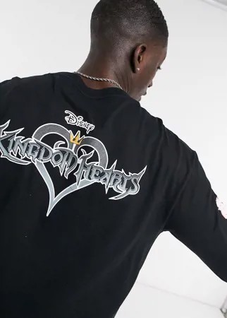 Черный лонгслив с принтом Kingdom Hearts Bershka-Черный цвет