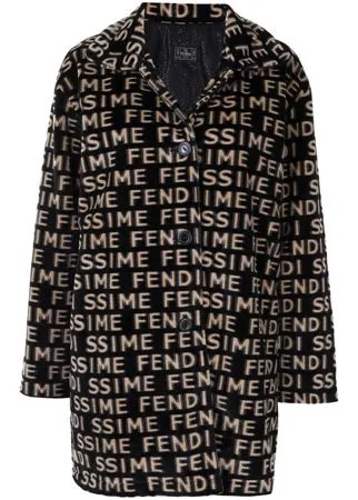 Fendi Pre-Owned шуба из искусственного меха с логотипом