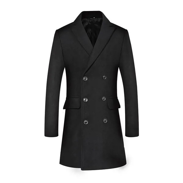 Новинка Осень-зима 2023, мужское шерстяное пальто средней длины, европейский стиль, Корейская версия, облегающее двубортное пальто